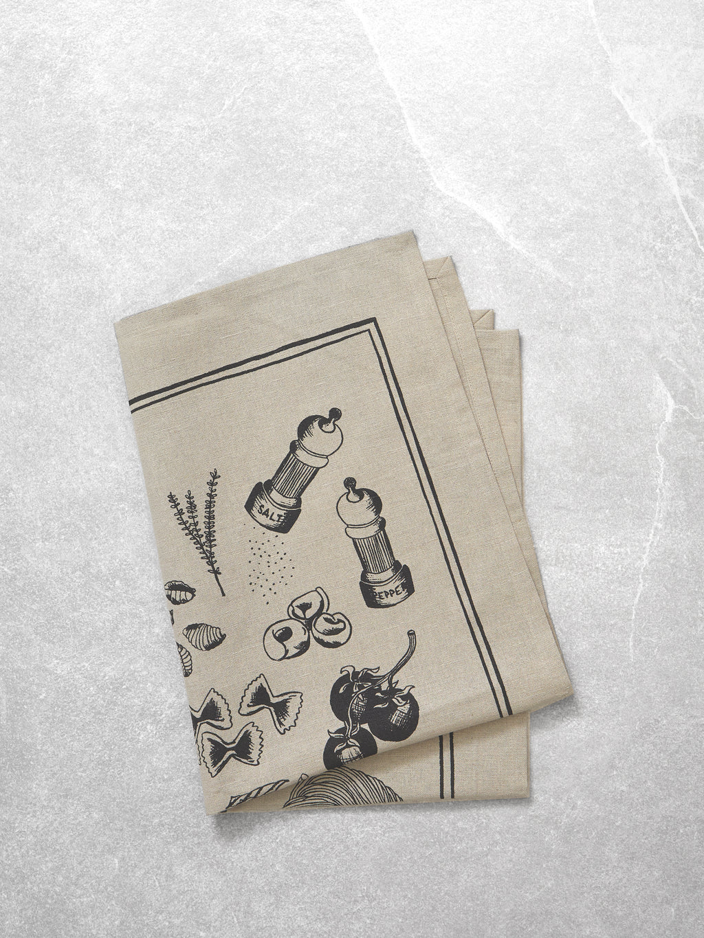 Al Dente Linen Tea Towel | Natural Black-1