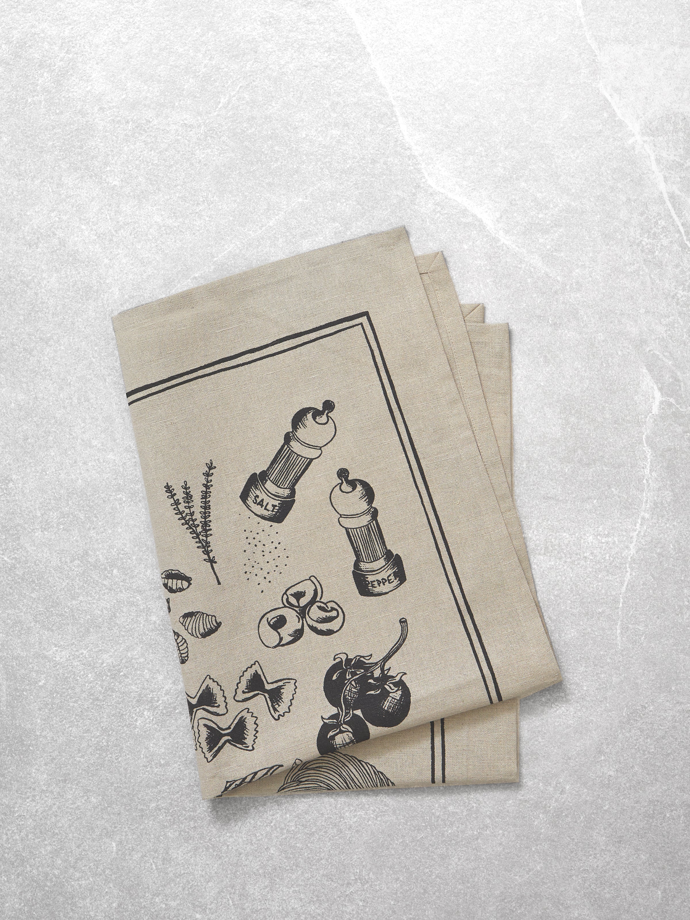 Al Dente Linen Tea Towel | Natural Black-1
