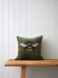 Bee Embroidered Square Cushion Cover | Multi-1
