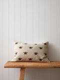 Bee Swarm Embroidery Rectangle Cushion Cover | Merlot-1