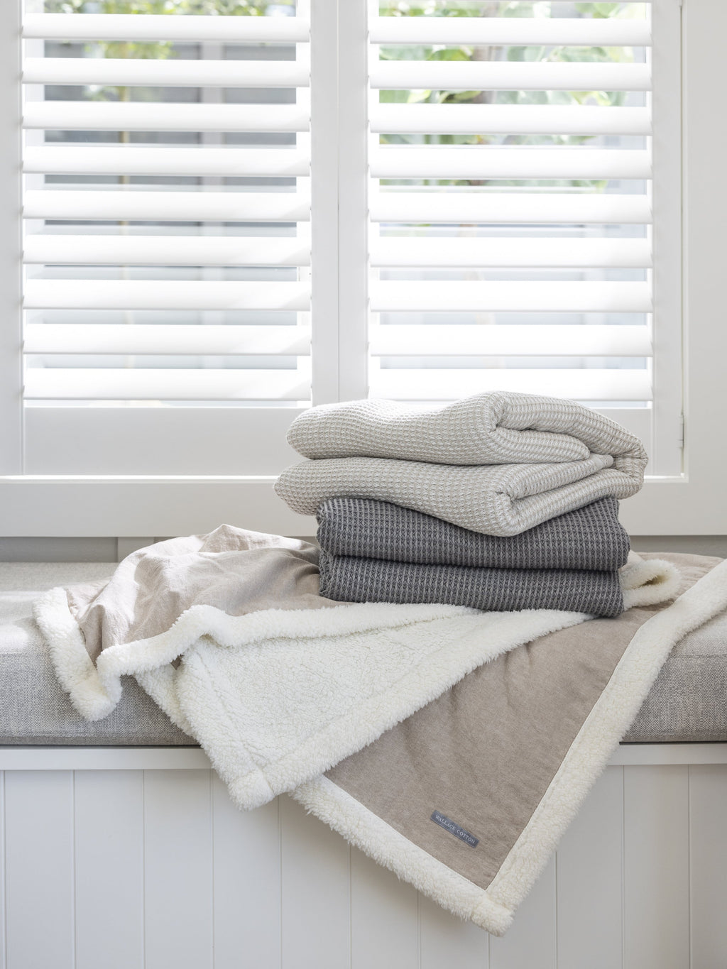 Chambray Waffle Blanket | Natural-2