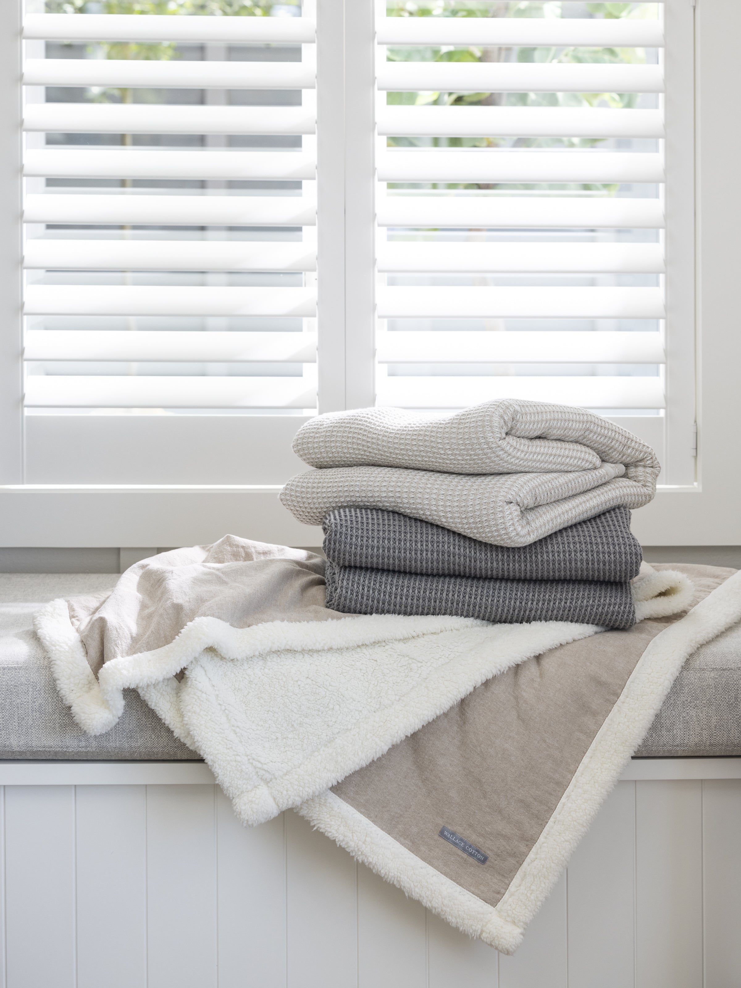 Chambray Waffle Blanket | Natural-2