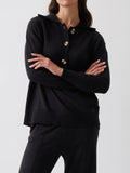 Cotton Cashmere Collared Jumper | Black-1