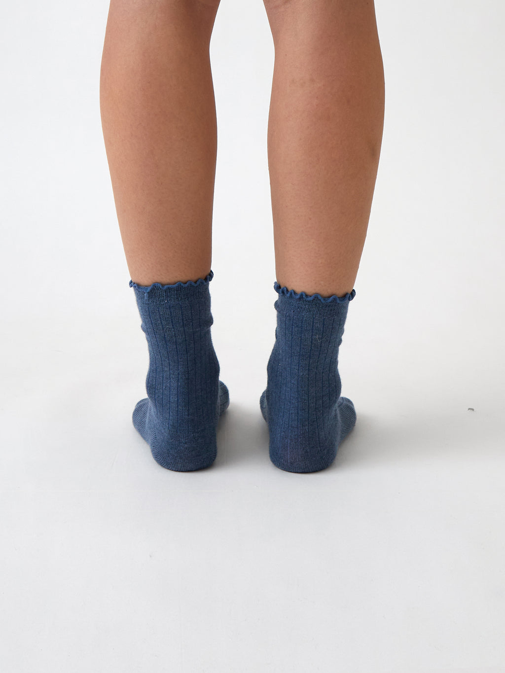 Cotton Cashmere Lounge Socks | Blue-3