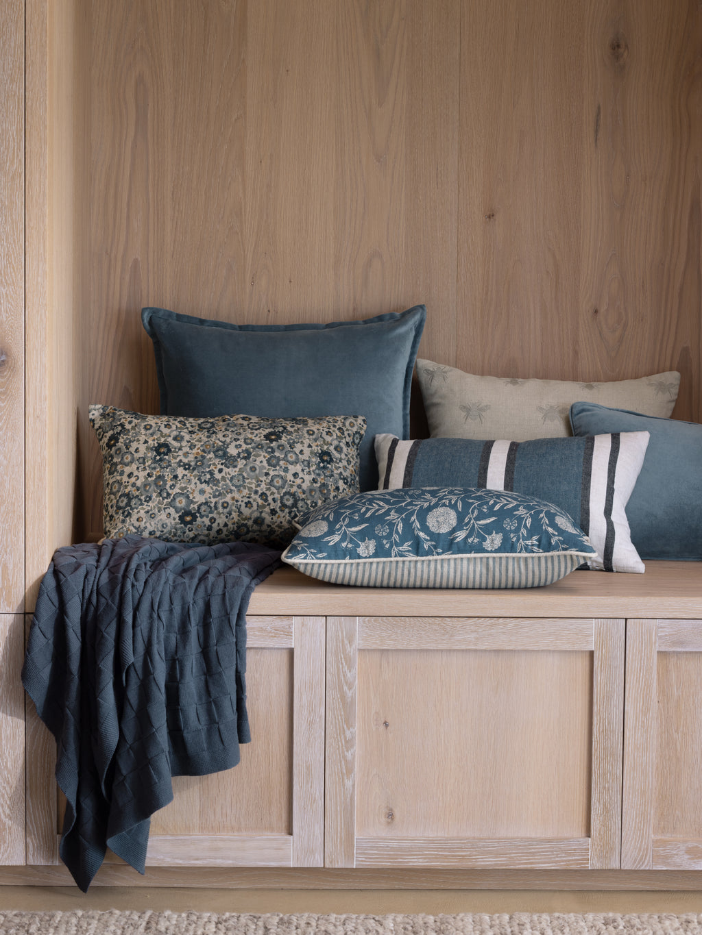 Entwine Cotton Throw | Blue-4
