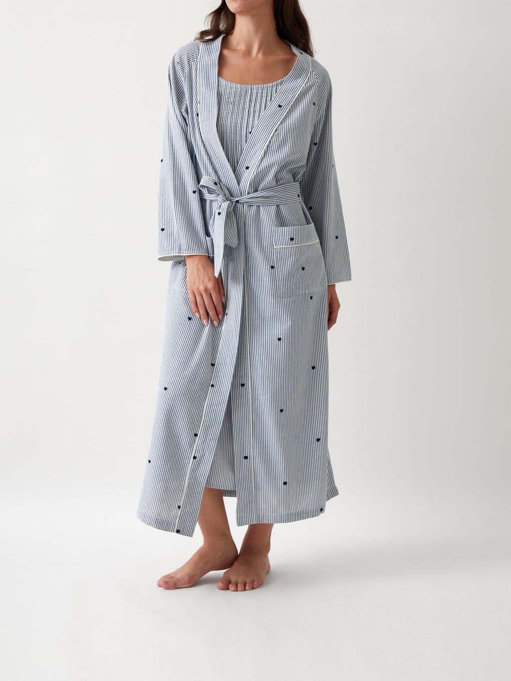 Esme Full Length Robe | Blue Stripe-1
