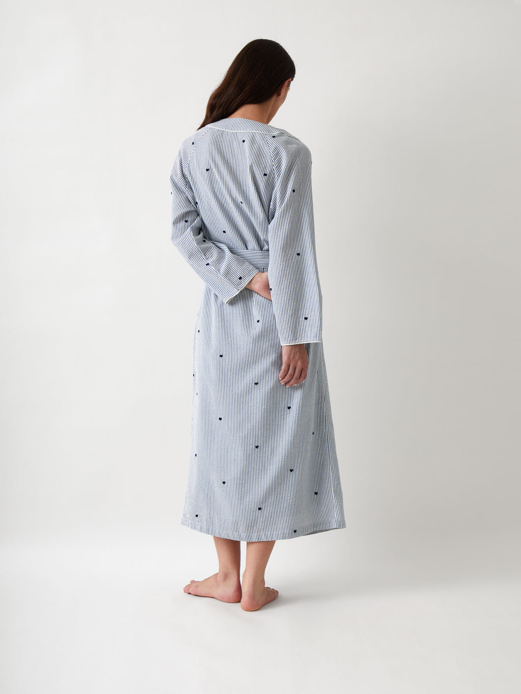 Esme Full Length Robe | Blue Stripe-4
