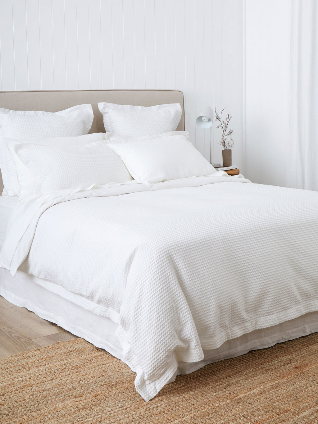 Hudson Waffle Duvet Cover Set | White-3