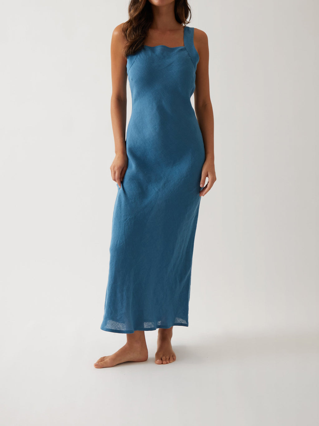 Monaco Linen Bias Dress | Ocean-1