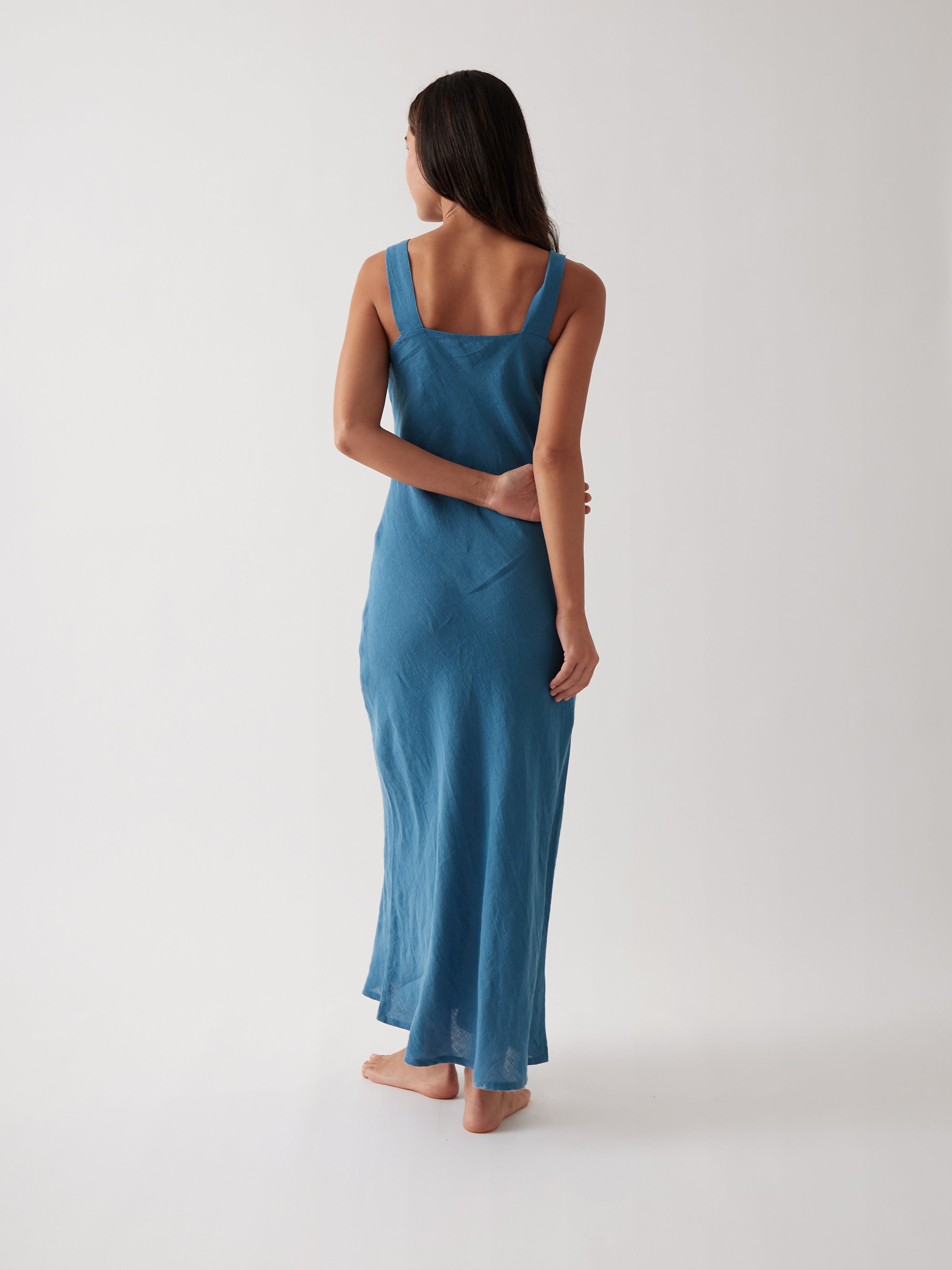 Monaco Linen Bias Dress | Ocean-4