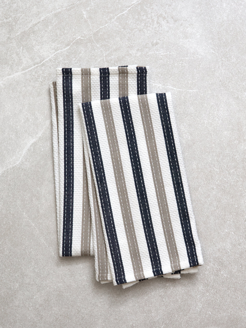 WC Stripe Tea Towel Set of 2 | Natural / Navy-1