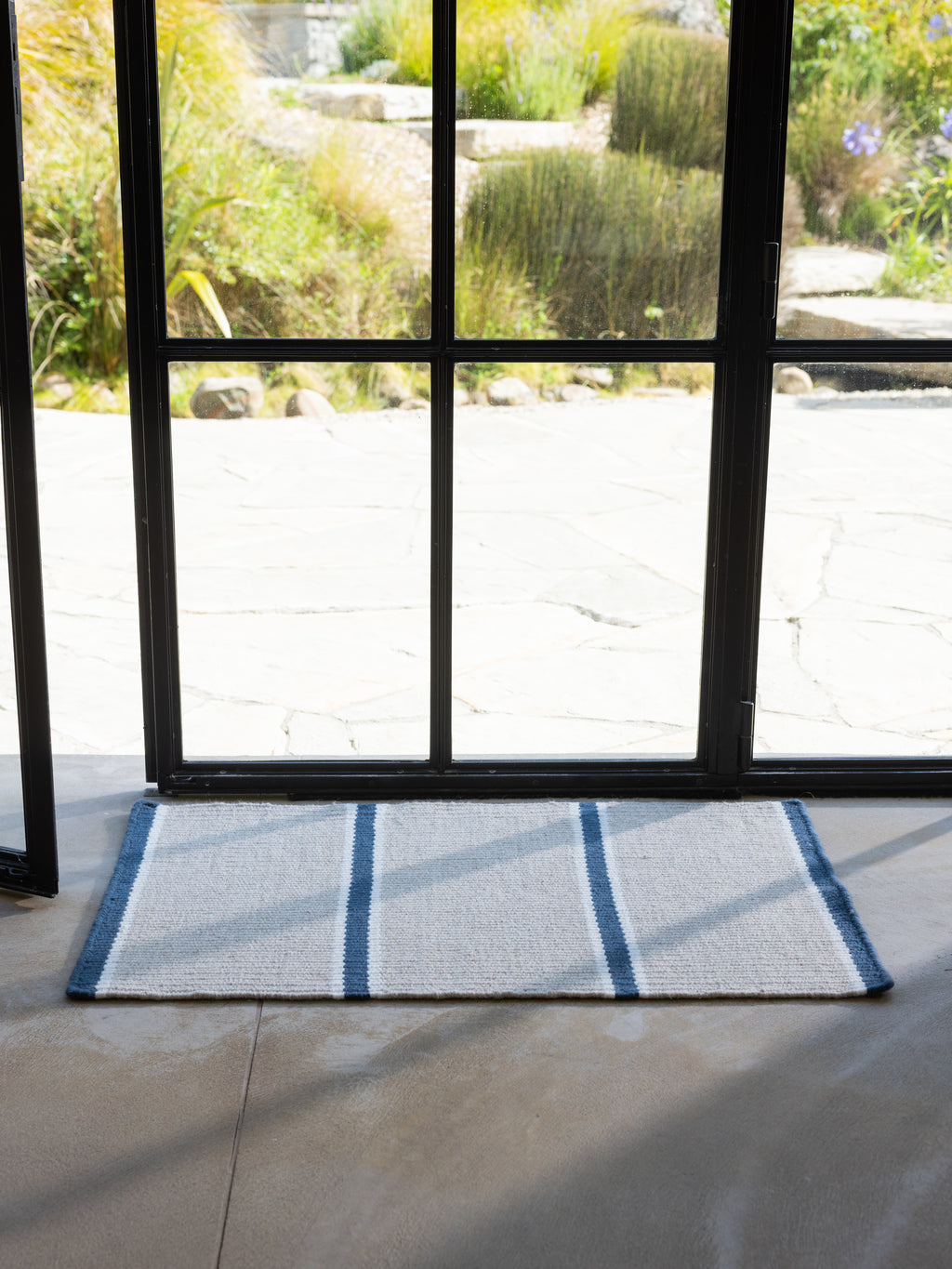 Patio Door Mat | Blue Stripe-2
