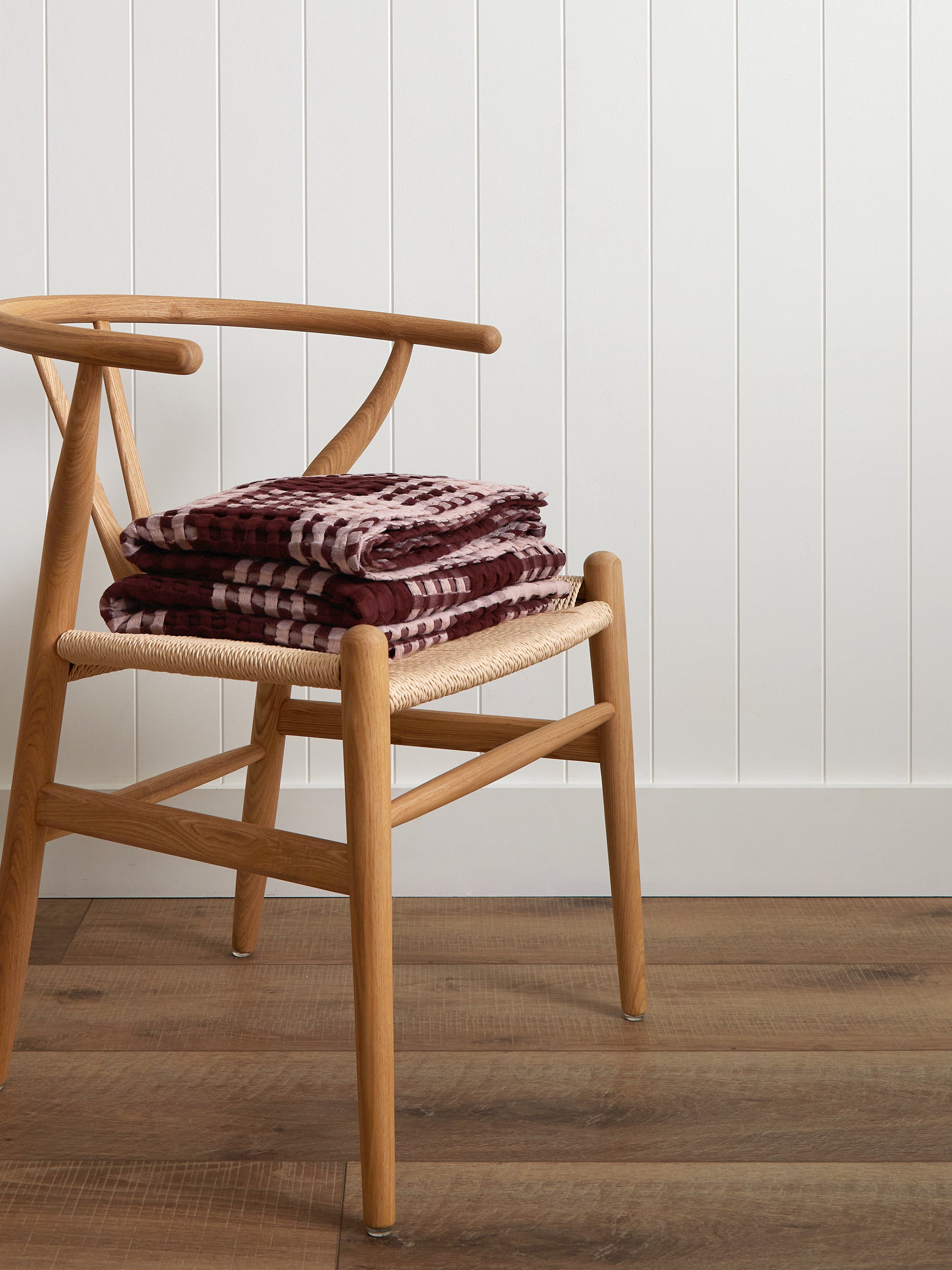 Arlo Waffle Blanket | Merlot / Pink-1