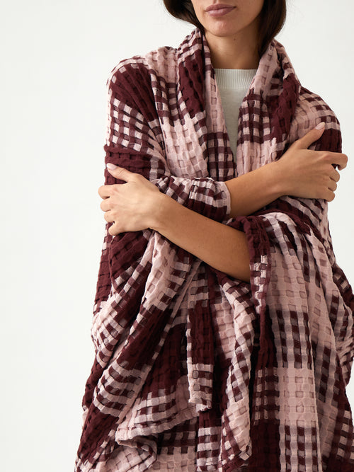 Arlo Waffle Blanket | Merlot / Pink-2