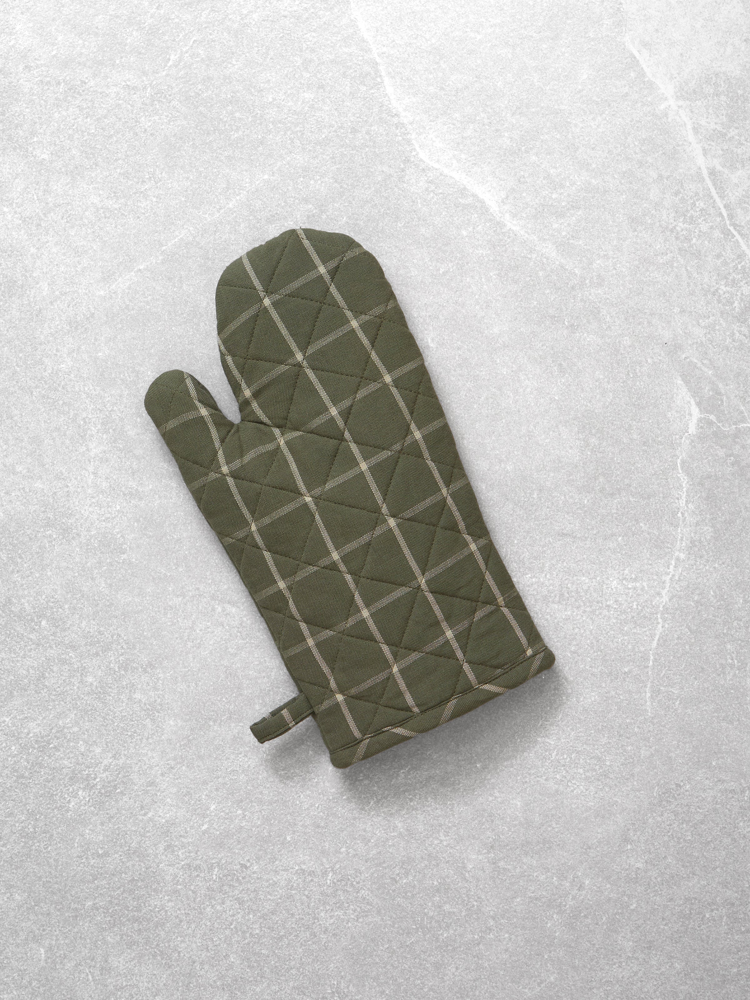 Potager Single Oven Glove | Olive Check-1