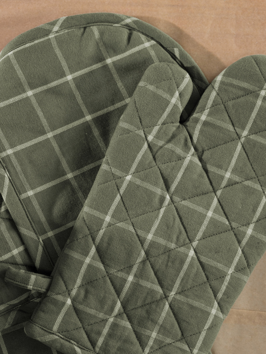 Potager Single Oven Glove | Olive Check-2