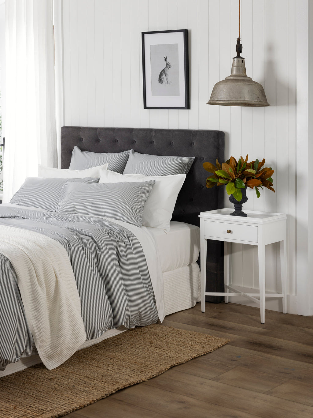 Purity Organic Cotton Duvet Cover Set | Charcoal Stripe-5