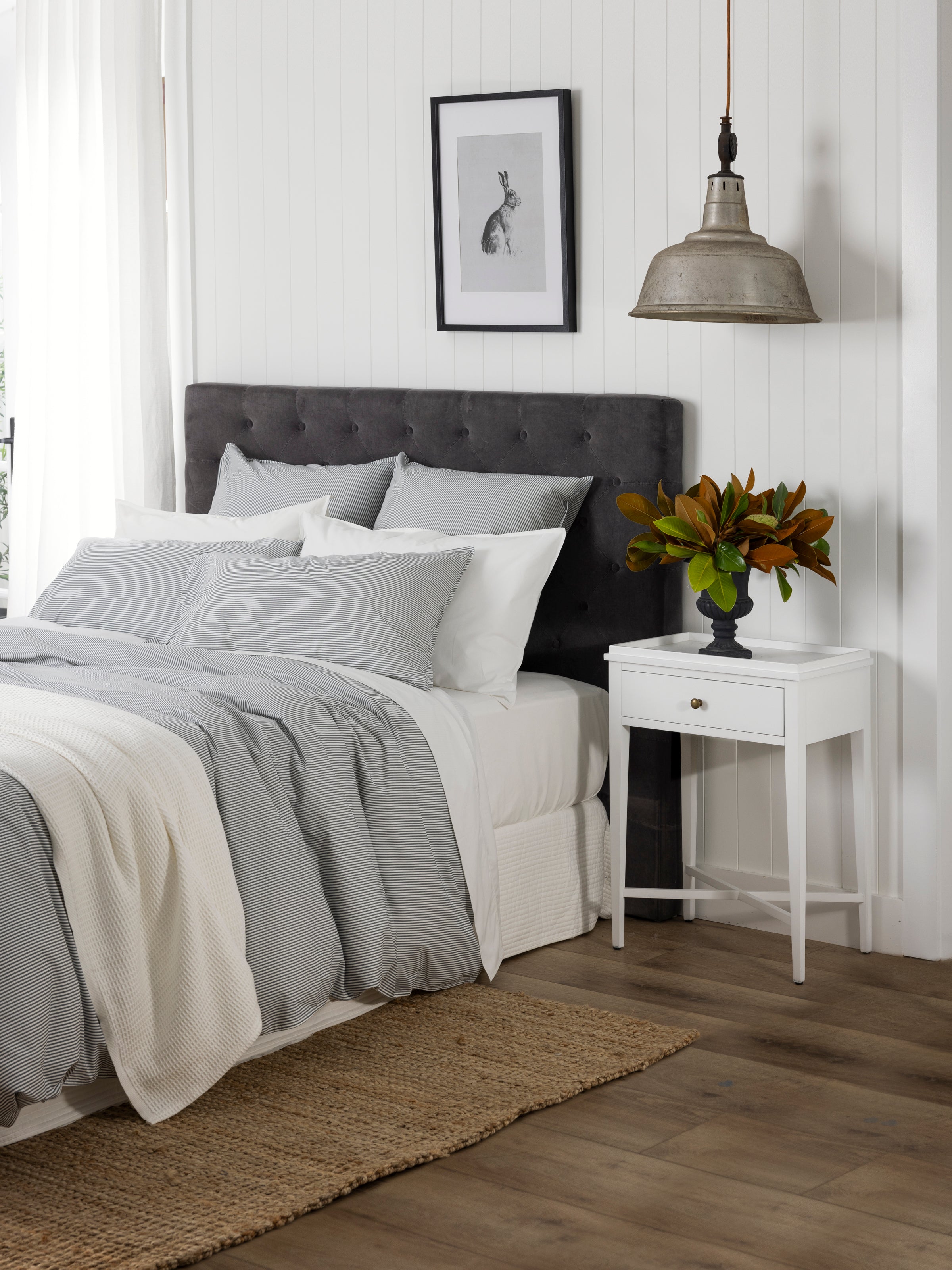 Purity Organic Cotton Duvet Cover Set | Charcoal Stripe-5