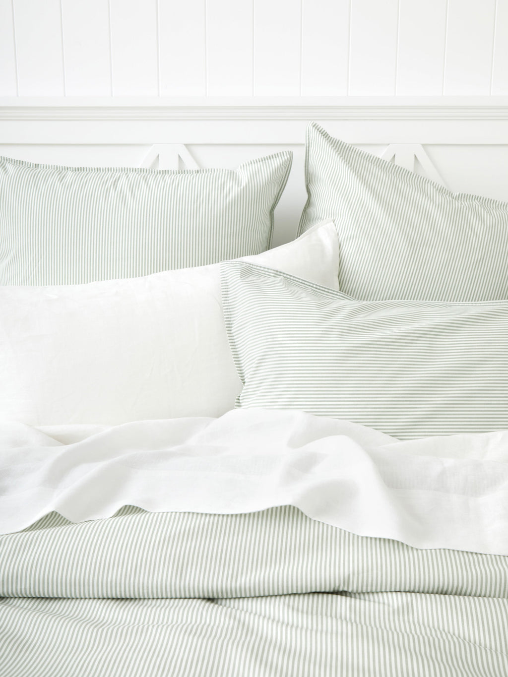 Purity Organic Cotton Duvet Cover Set | Green Stripe-2