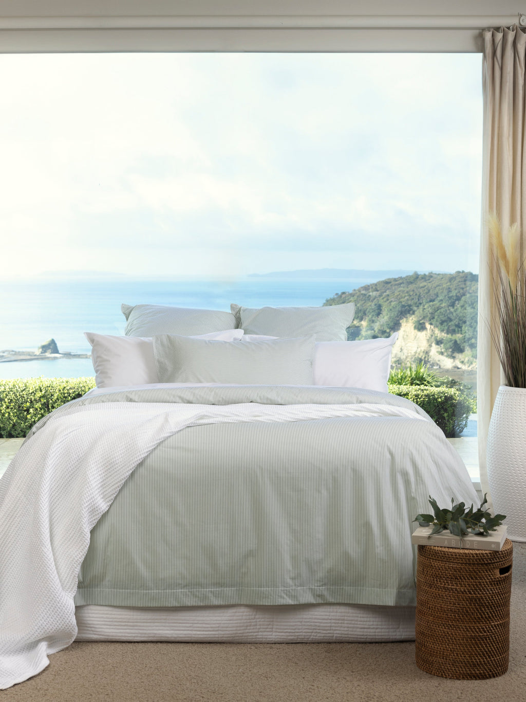 Purity Organic Cotton Duvet Cover Set | Green Stripe-5
