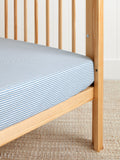 Purity Organic Cotton Fitted Cot Sheet | Blue Stripe-1