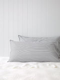 Purity Organic Cotton Lodge Pillowcase Set | Charcoal Stripe-1