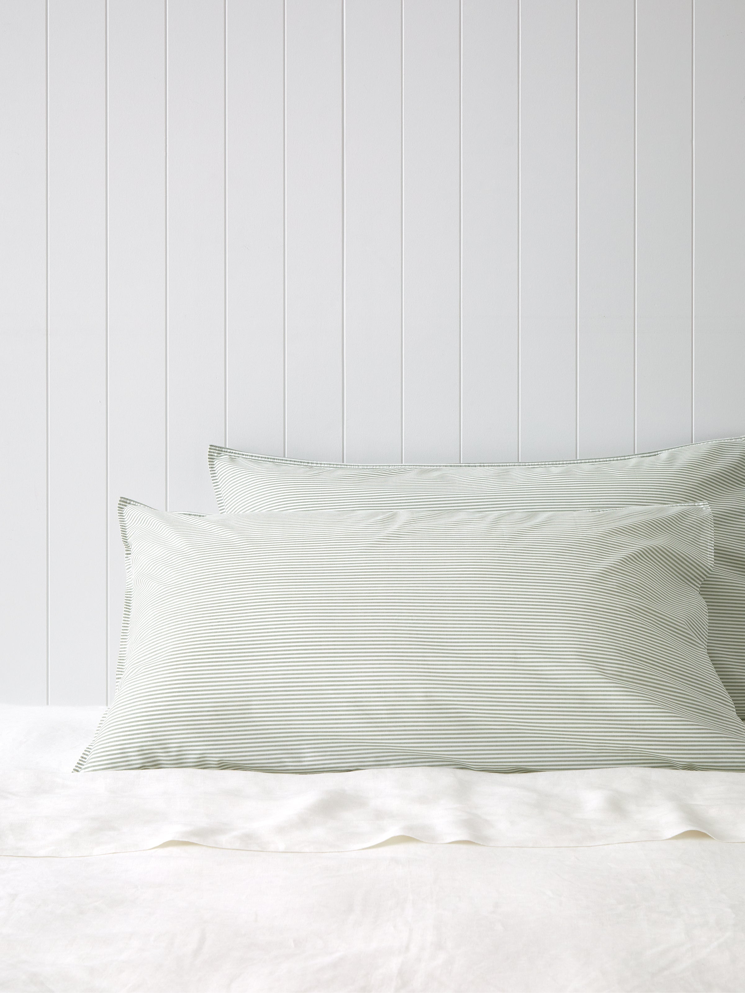 Purity Organic Cotton Lodge Pillowcase Set | Green Stripe-1
