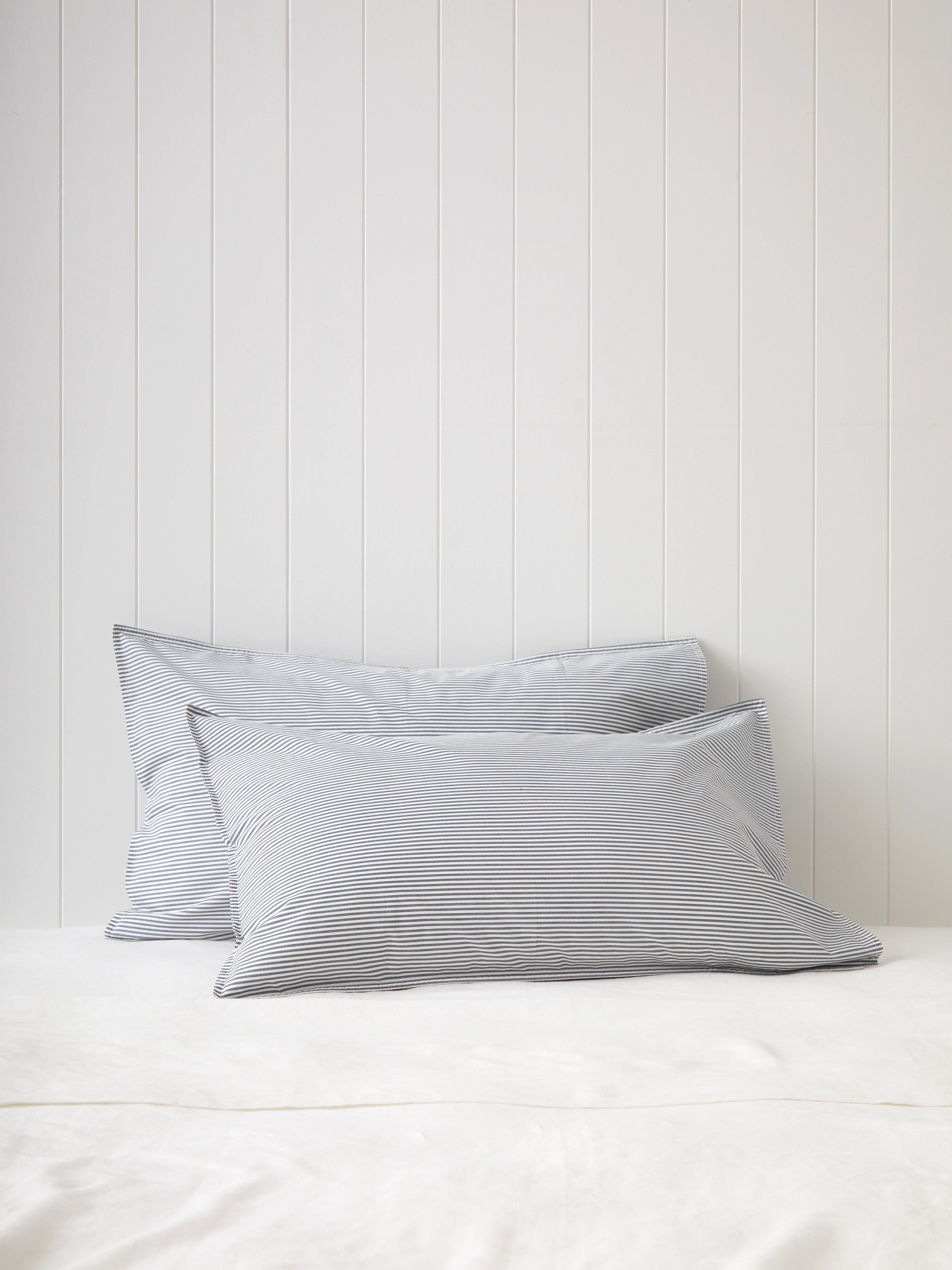 Purity Organic Cotton Standard Pillowcase Set | Charcoal Stripe-1