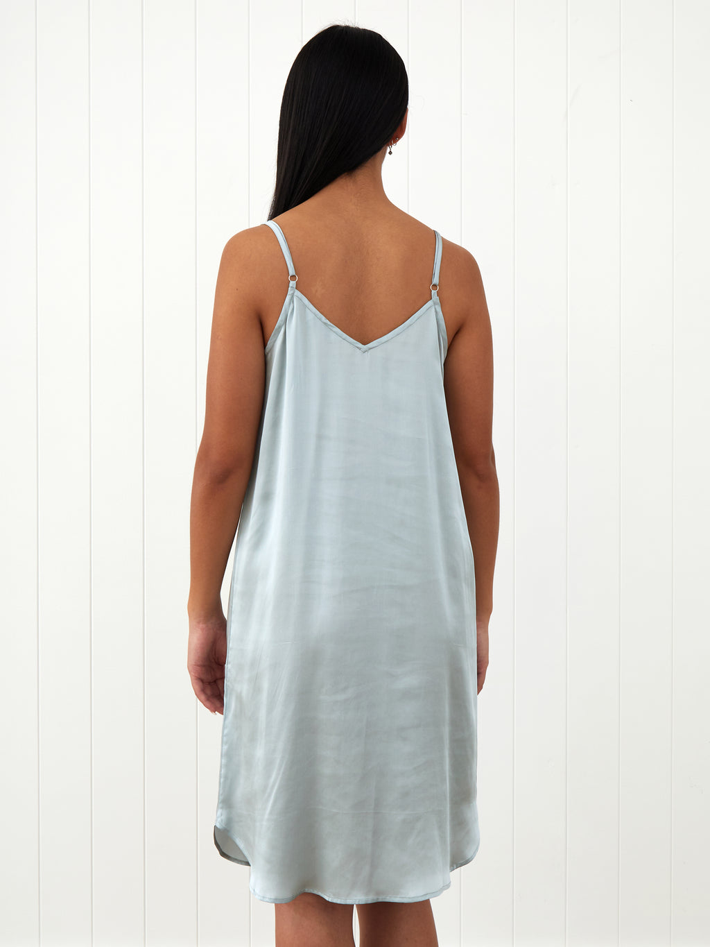Silk Midi Nightie | Sky Blue-4